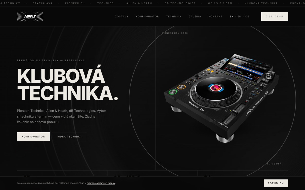 ASFALT Soundsystem — prenájom DJ techniky